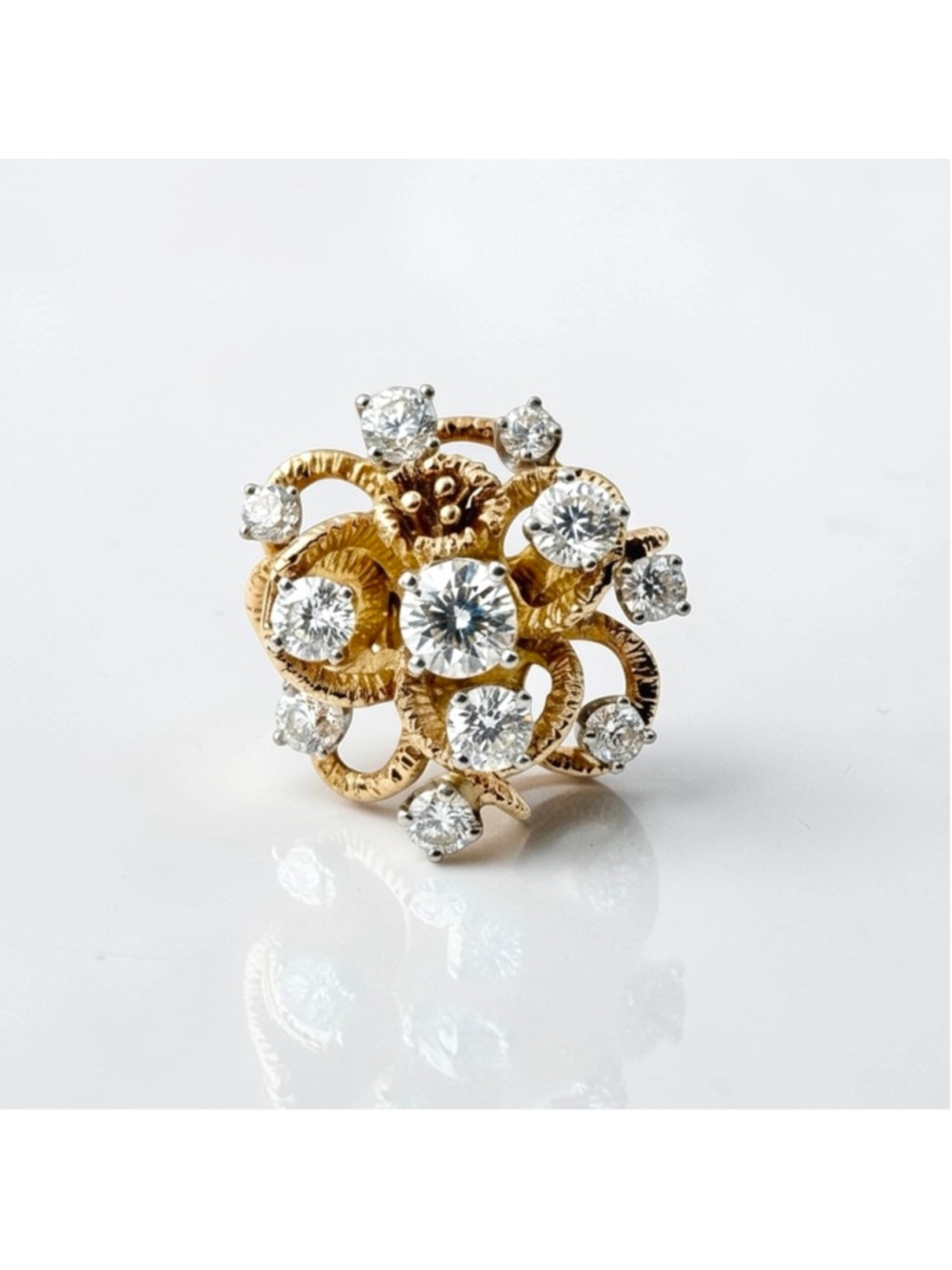 Vintage Diamond Cluster Ring 14K Gold Size 6 Old European Cut 1.5CT Retro Modern - Picture 5 of 12